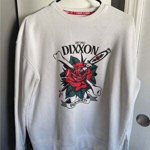 DIXXON White Crewneck Sweater with Red and Green Graphic